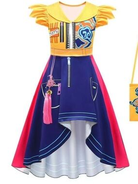 Zoey, Demon Hunters Girls Dress Costume #3, Girls Size 6-7  (130),Yellow & Blue